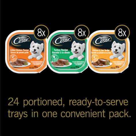 CESAR® Classic loaf in sauce Wet Dog Food, Poultry Selects Variety Pack, 24x100g image 1