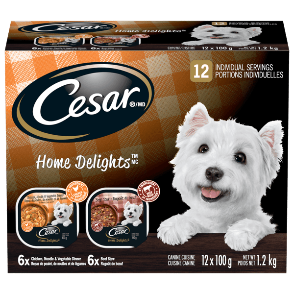 CESAR® HOME DELIGHTS™ Wet Dog Food, Chicken Noodle & Vegetable Dinner, Beef Stew Variety Pack image 1