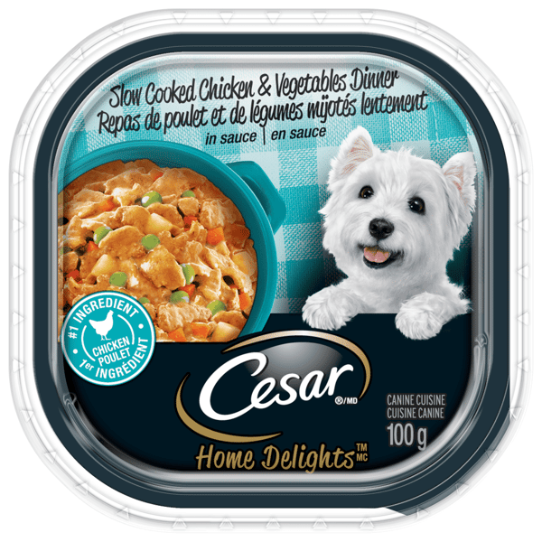 Nourriture humide pour chiens adultes CESAR(MD) HOME DELIGHTS(MC) repas de poulet et de légumes mijotés lentement en sauce image 1