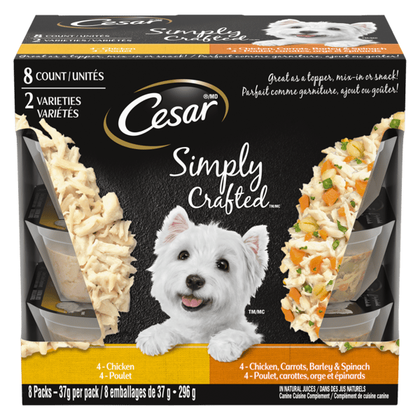 CESAR® SIMPLY CRAFTED™ Wet Dog Food, Chicken and Chicken, Carrots, Barley & Spinach Variety Pack image 1
