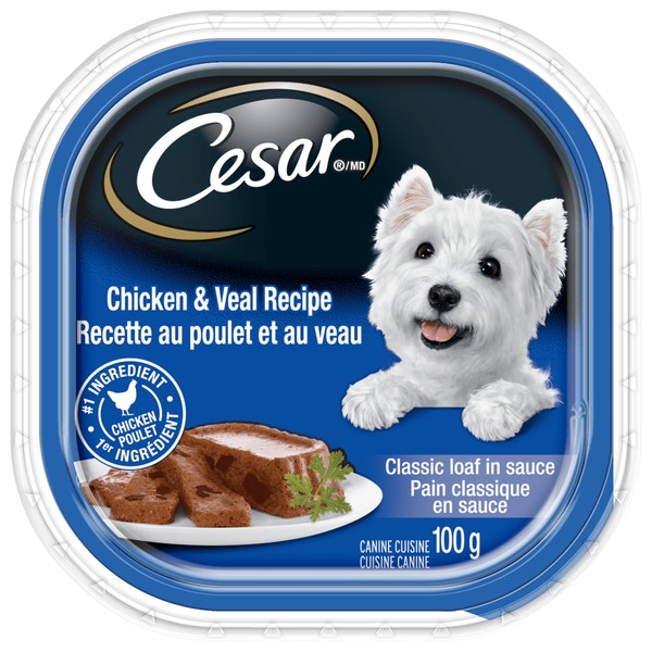 Nourriture humide pour chiens adultes CESAR(MD) pain classique en sauce recette au poulet et au veau image 1