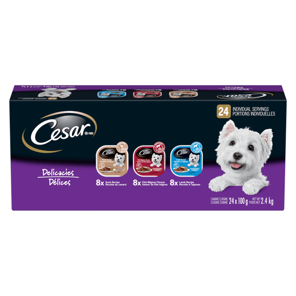 CESAR® Classic loaf in sauce Wet Dog Food, Delicacies Variety Pack, 24x100g image 1