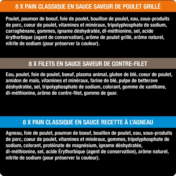 Nourriture humide pour chiens adultes CESAR(MD) pain classique en sauce et filets en sauce en format variété – pain classique en sauce saveur de poulet grillé et recette à l’agneau, et filets en sauce saveur de contre-filet image 4