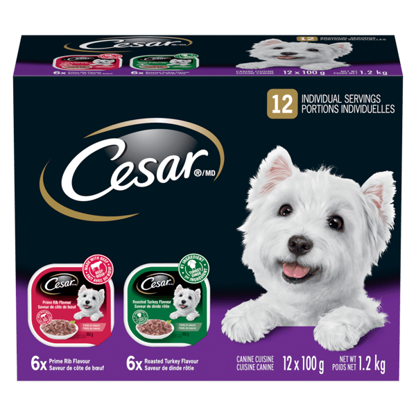 CESAR® Filets In sauce Wet Dog Food Roasted Turkey Flavour and Prime Rib Flavour Variety Pack image 1
