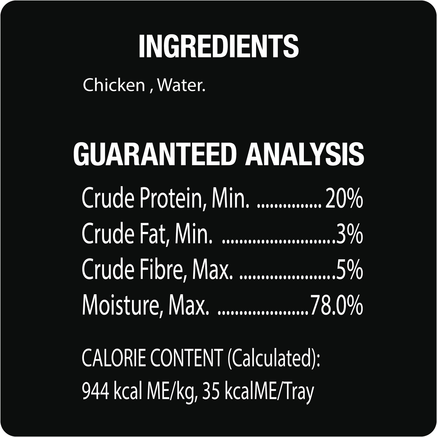 CESAR® SIMPLY CRAFTED™ Wet Dog Food, Chicken guaranteed analysis image