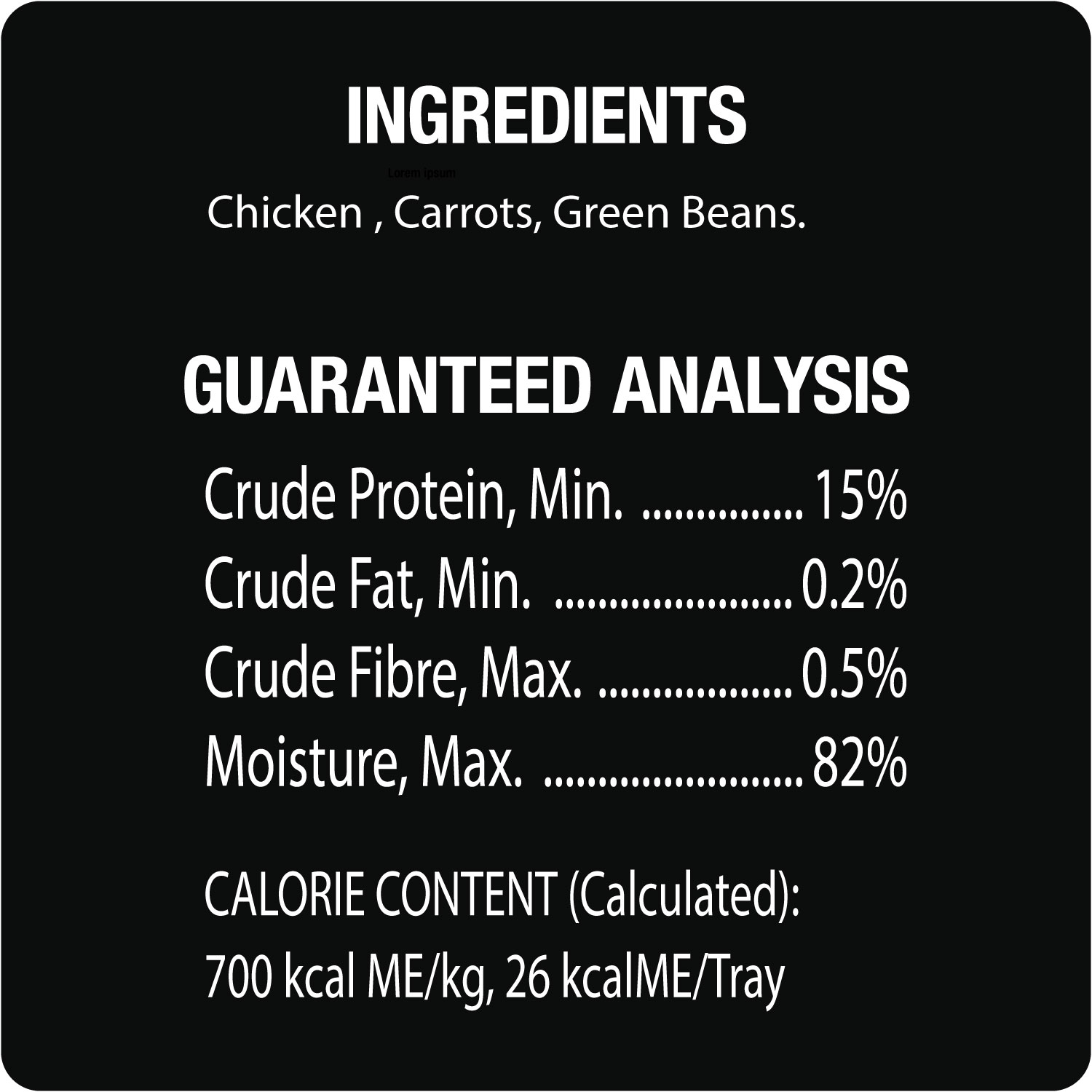 CESAR® SIMPLY CRAFTED™ Wet Dog Food, Chicken, Carrots & Green Beans guaranteed analysis image